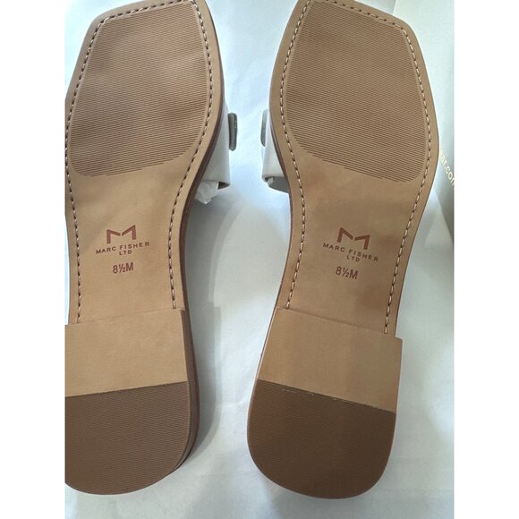 Marc Fisher Rosely NEW in box ivory leather with silvertone chain sz 7M sandals - Picture 4 of 7